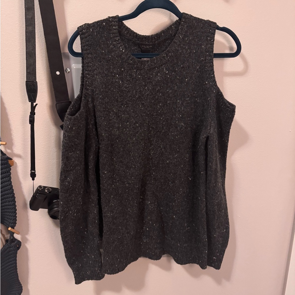 Dark Gray Cold Shoulder Sweater